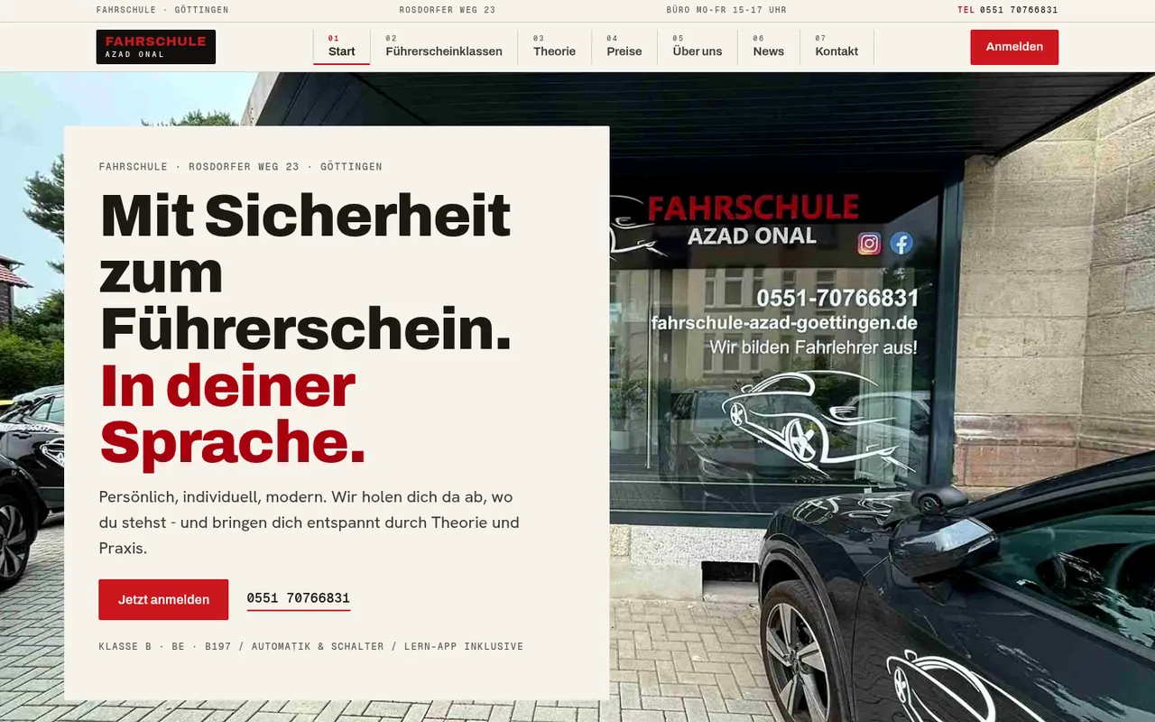 Startseite von fahrschule-azad-goettingen.de, Fahrschule in Göttingen.