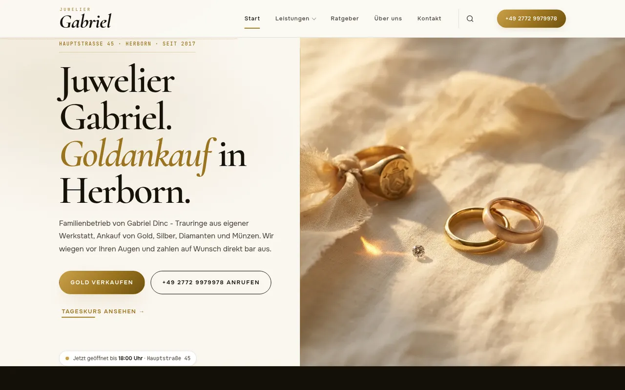 Startseite von juweliergabriel-herborn.de, Juwelier und Goldankauf in Herborn.