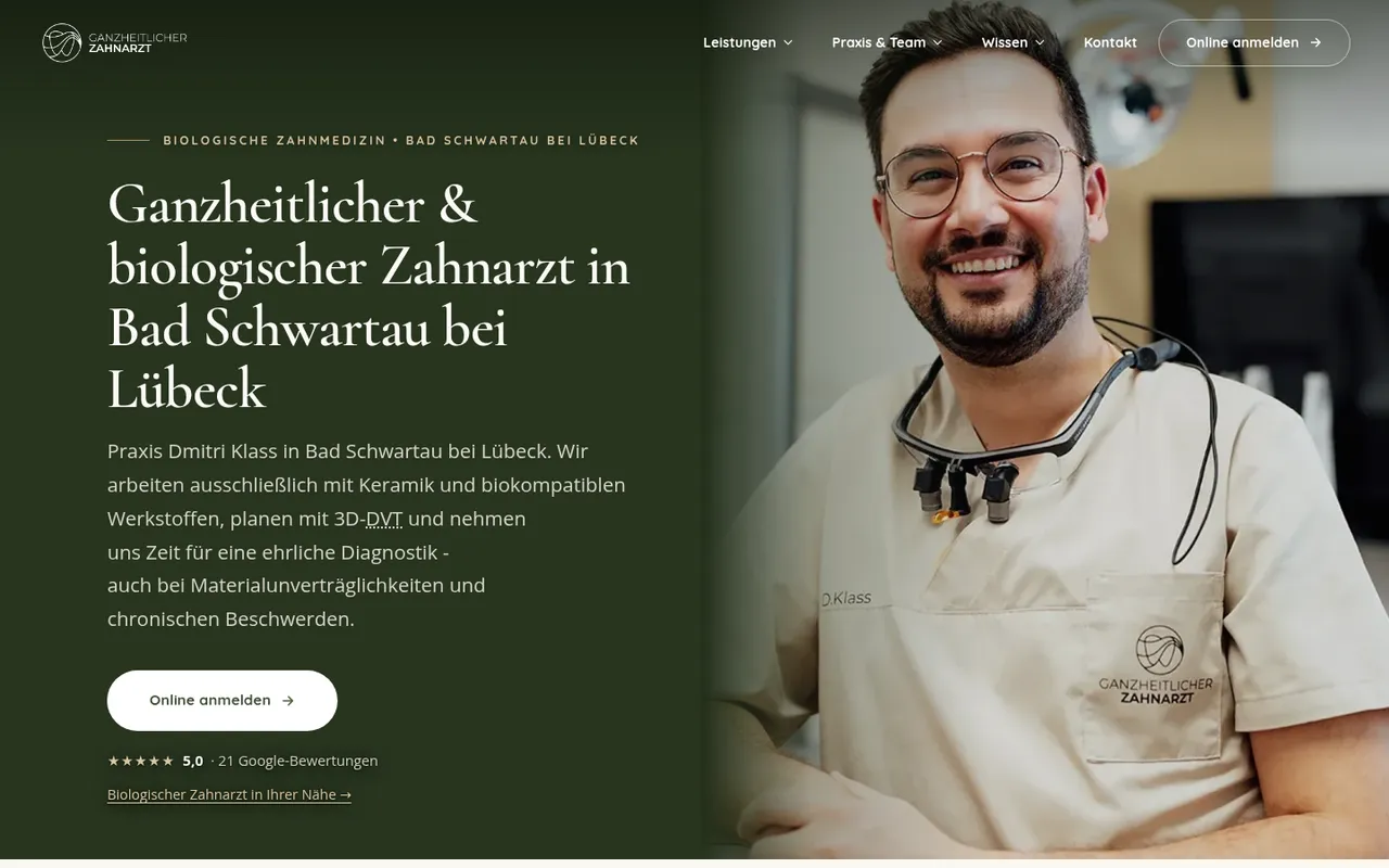 Startseite von ganzheitlicher-zahnarzt.de, Zahnarztpraxis in Bad Schwartau.